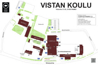 Kartta Vistan koulun rakennuksista 