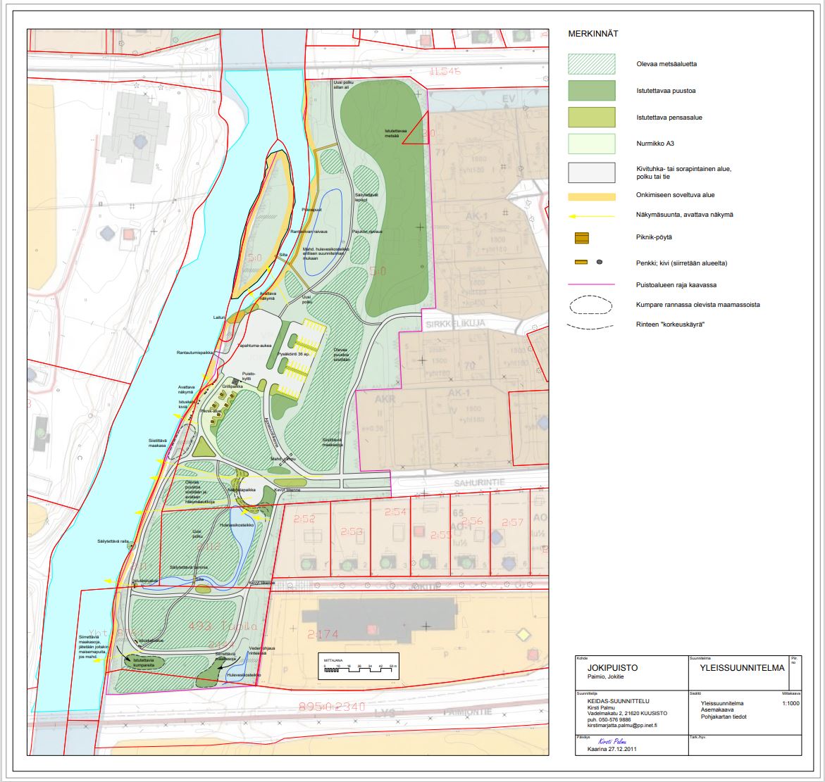 Jokipuiston yleissuunnitelma vuodelta 2011.