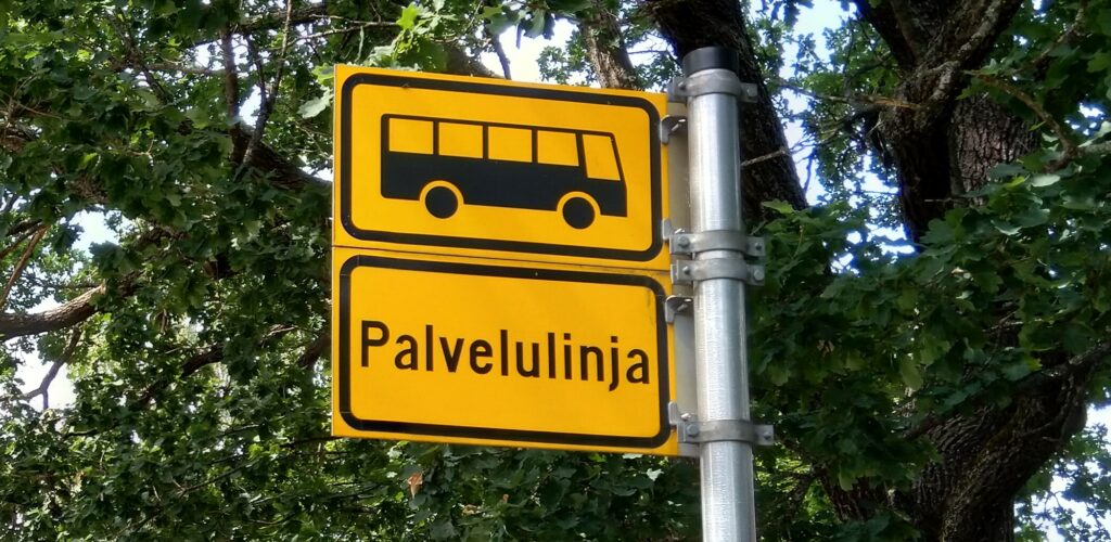 Palveluliikenteen pysäkkimerkki.