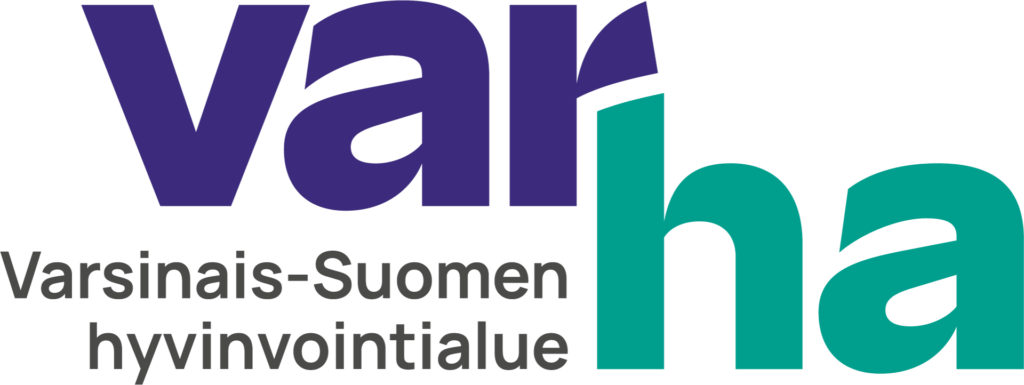 Varsinais-Suomen hyvinvointalueen logo, jossa teksti Varha, Varsinais-Suomen hyvinvointialue