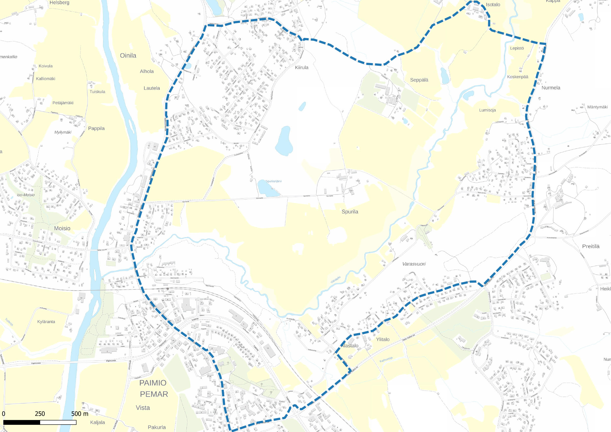 Paimio-juoksu 10km reitti