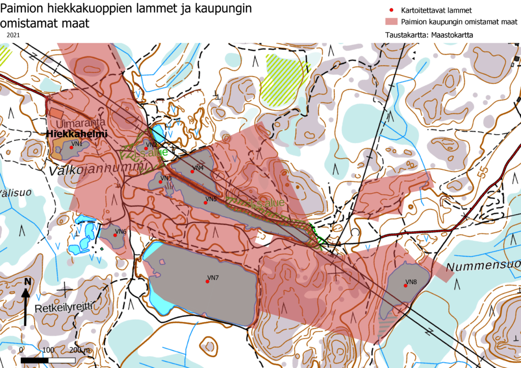 Valkojannummen lammet kartalla. 