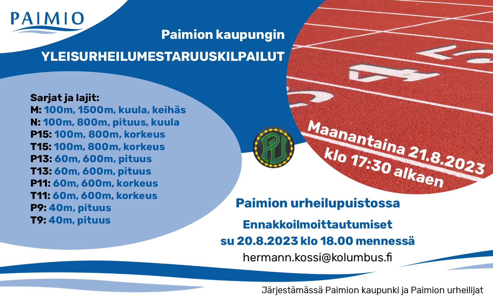 Paimion yleisurheilumestaruuskilpailut 2023