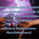 Kaksi kättä koskettamassa plasmapalloa sekä teksti, jossa kerrotaan kahdesta seminaarista.