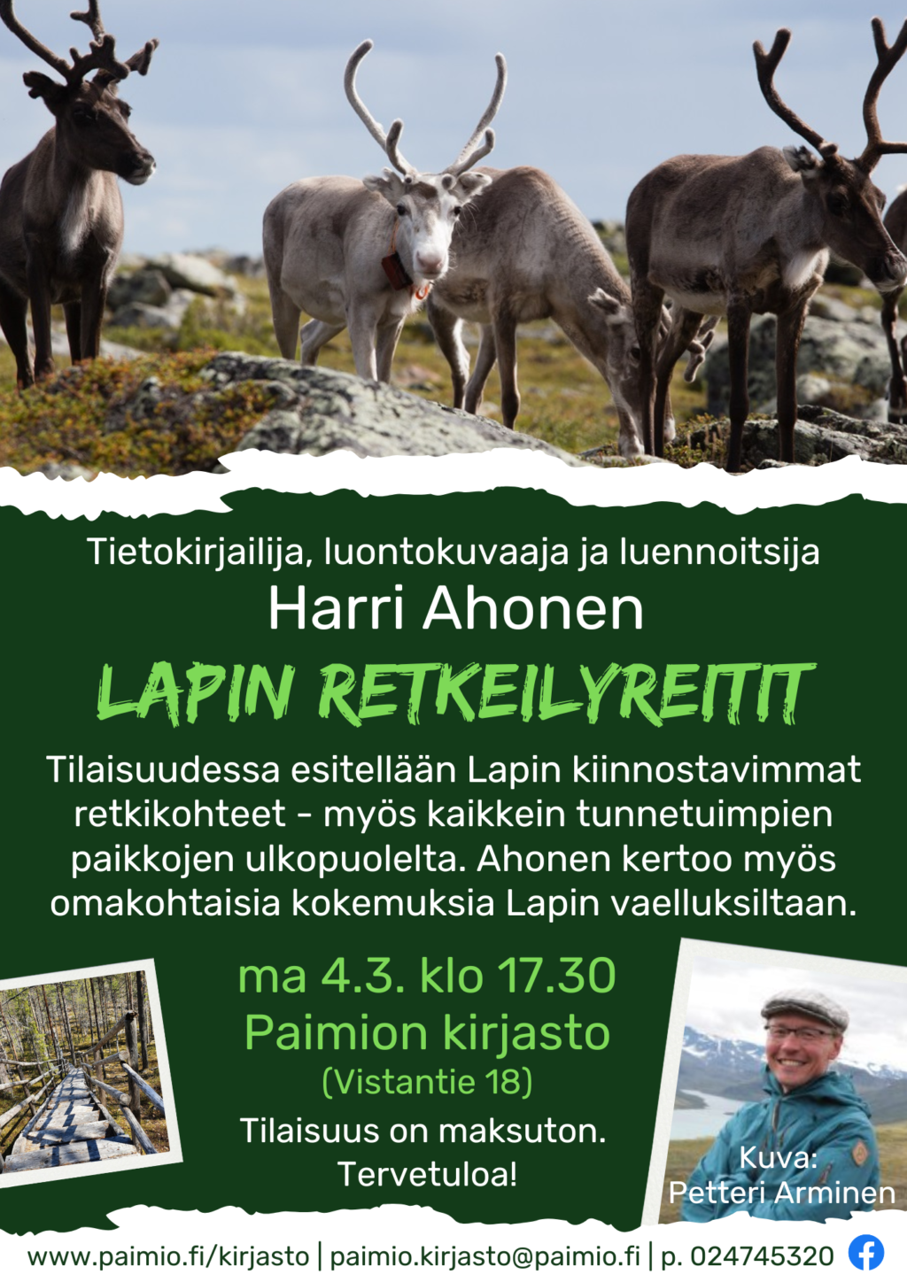 Lapin retkeilyreitit -tapahtuman mainos.