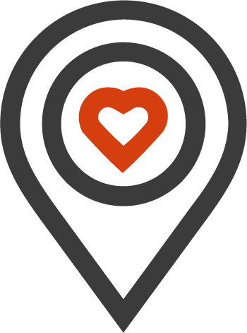 Know your hood -logo, jonka keskustassa punainen sydän.