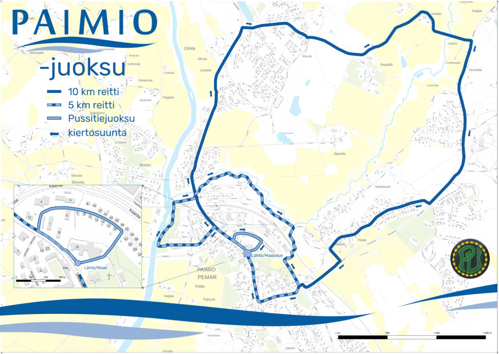 Paimio-juoksun reittikartta 2024.