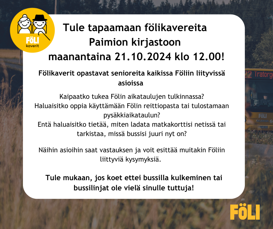 Fölikaverit kirjastolla -tapahtuman mainos.