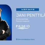 Kuvassa vaaleatukkainen mies musta huppari päällä. Kuvassa sininen tausta. Kuvassa myös tapahtuman tiedot ja ajankohta.