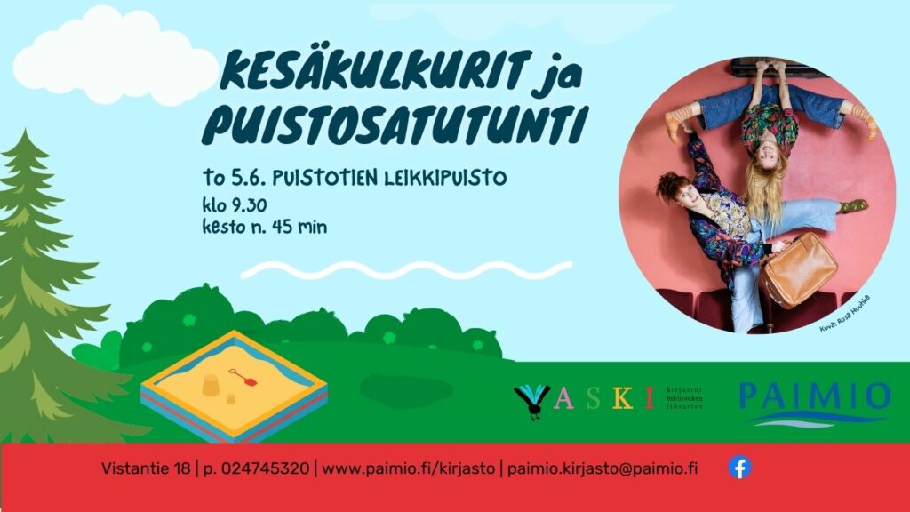 Kesäkulkureitten ja puistosatutunnin mainos.