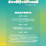 Kelta-vihreässä mainoksessa Varsinais-Suomen Kansanopiston logo sekä perustiedot Kevätfestareiden sisällöstä.