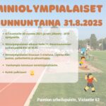 Miniolympialaisten mainoksessa taustalla kuva Paimion urheilupuistosta, jossa paljon ihmisiä.