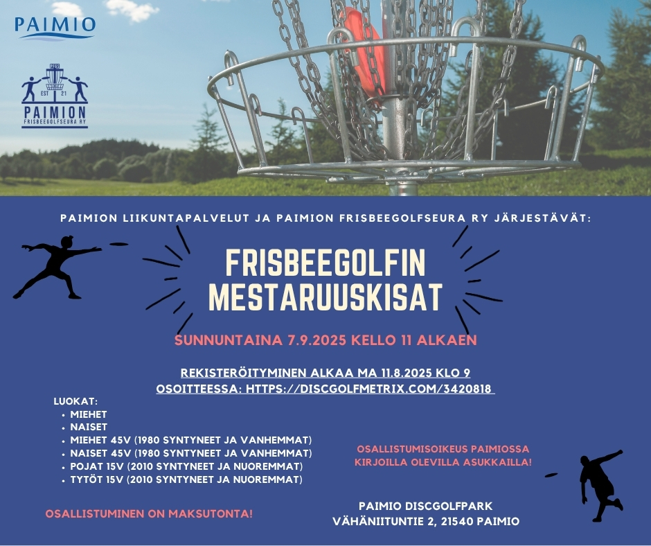 Paimion Frisbeegolfin kaupunkimestaruuskilpailut 2025 mainos