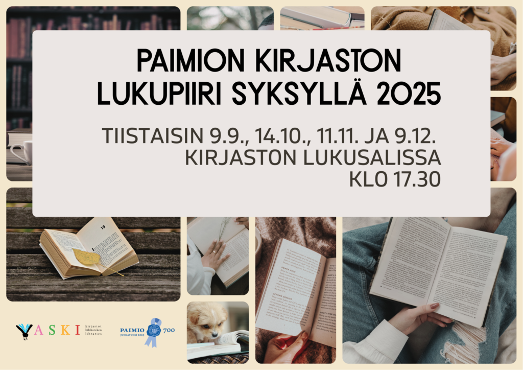 Kirjaston lukupiirin mainos syksy 2025.