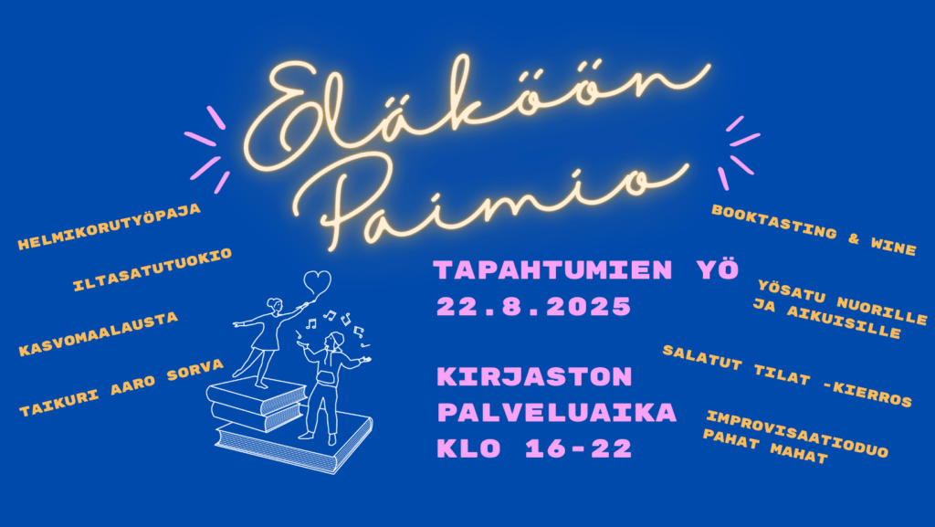 Kirjaston Tapahtumien yön mainos.