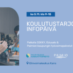 Vaaleansininen bannerikuva. Vasemmalla kuva ruskeahiuksisesta nuoresta naisesta, jolla on hiukset kiinni, suojalasit ja hän tekee käsityökaluilla tarkkuutta vaativaa työtä työpöydän ääressä. Kuvassa oikealla tapahtuman tiedot ja yritysten logoja.