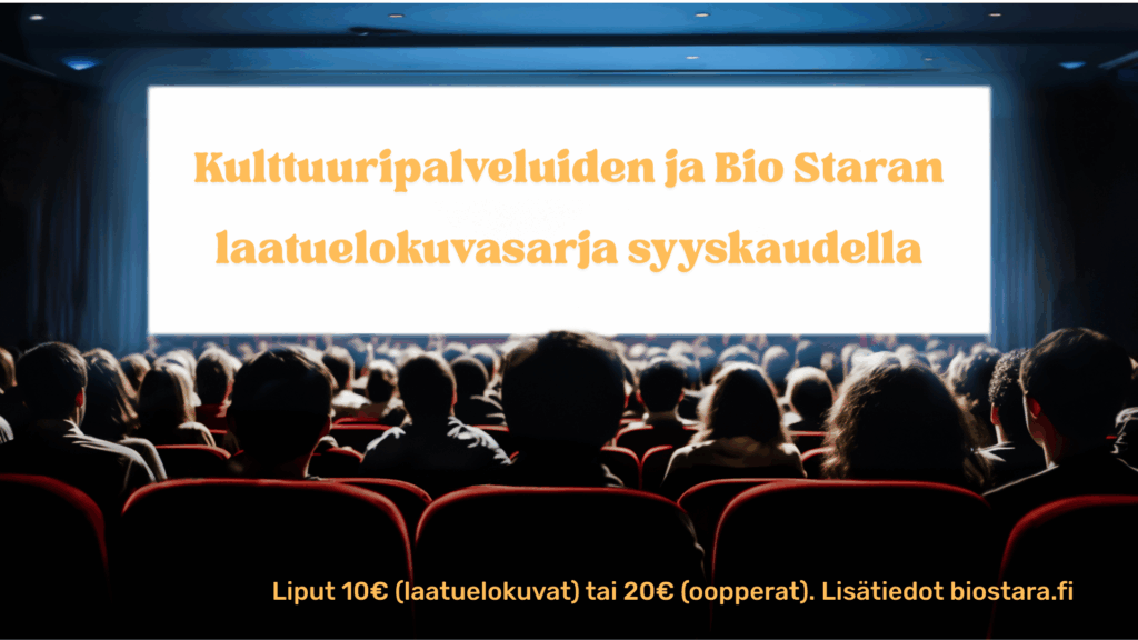 Paljon ihmisiä katsoo pimeässä elokuvateatterissa elokuvaa.
