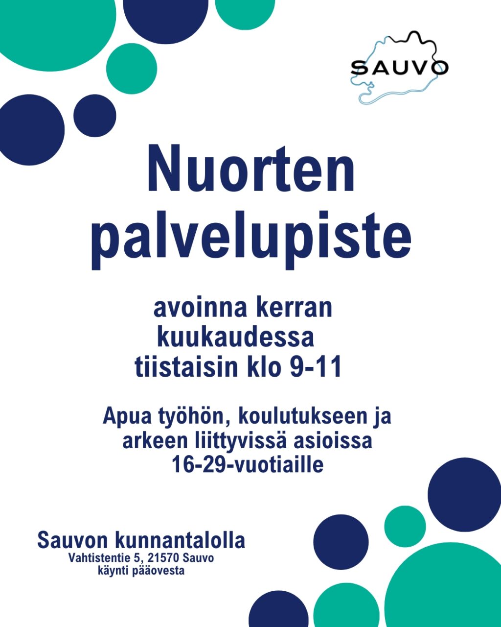 Nuorten palvelupiste Sauvo mainos
