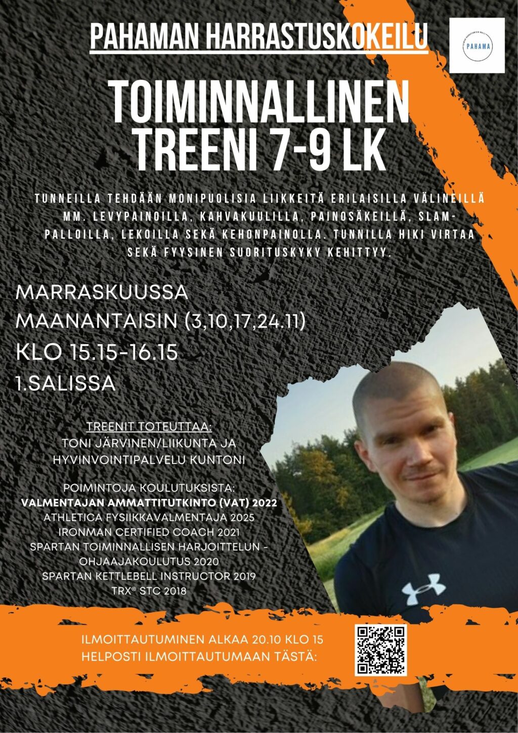 Pahaman harrastuskokeilu toiminnallisen treeni mainos