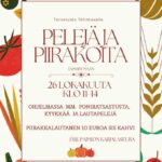 Taustsalla piirroskuvia erilaisista juureksista ja muista kasveista. Etualalla tapahtuman perustiedot.