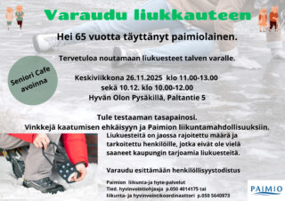 Pikkukuvassa henkilö lasentaa jalkaansa liukuesteitä. Taustalla näkyvässä, hääivytetyssä kuvassa henkilö on kaatunut ulkona jäisellä alustalla.