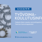 Sininen bannerikuva jossa vasemmalla kuva joka on otettu ylhäältäpäin ja jossa näkyy ihmisiä pöydän ääressä opiskelemassa ja oikealla tapahtuman tiedot ja tekstit.