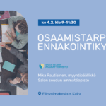 Sininen bannerikuva jossa vasemmalla kuva joka on otettu ylhäältäpäin ja jossa näkyy ihmisiä pöydän ääressä opiskelemassa ja oikealla tapahtuman tiedot ja tekstit.
