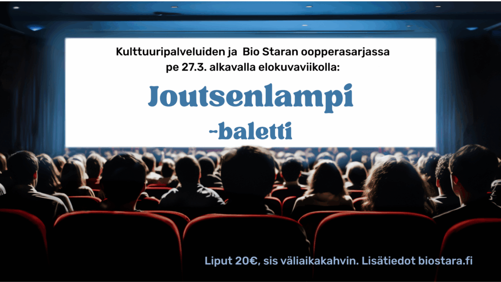 Pimeässä kuvassa ihmishahmot katsovat elokuvateatterin kirkasta ruutua.