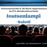 Pimeässä kuvassa ihmishahmot katsovat elokuvateatterin kirkasta ruutua.