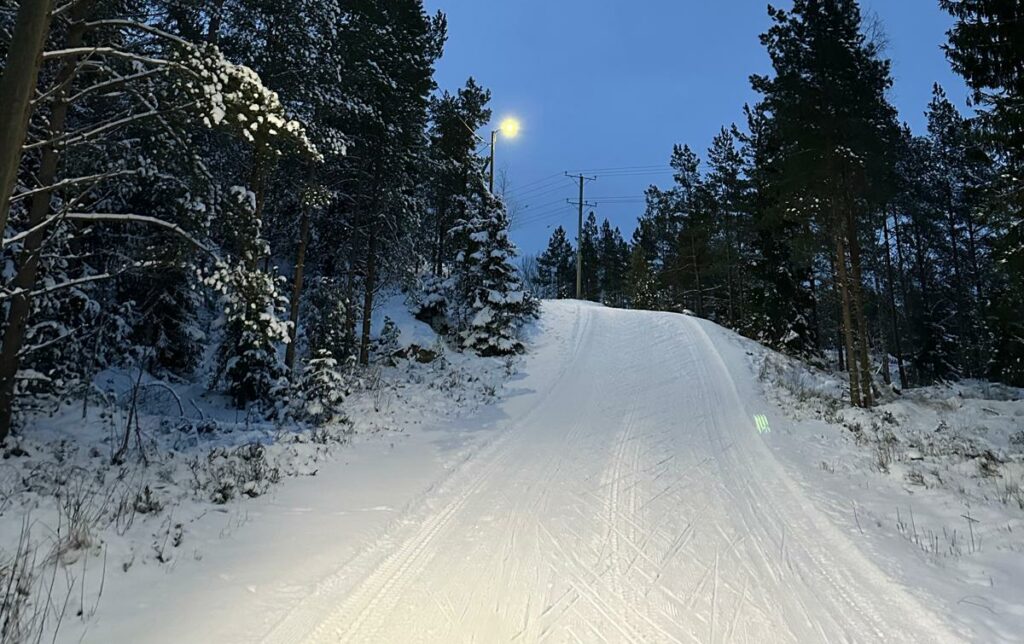 Talvinen maisemakuva Rivonmäen hiihtoladulta.