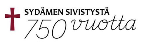 Risti sekä teksti Sydämen sivistystä 750 vuotta.