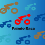 Piirroshamoina sinistä taustaa vasten erivärisiä pyöräilijähahmoja. Lisäksi teksti Paimio Race.