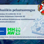 Musiikin pelastusrengas -tapahtuman mainos. Tule mukaan kirjoittamaan musiikkimuistosi yhteisötaideteokseen!