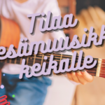Etualalla teksti "Tilaa kesämuusikko keikalle" ja taka-alalla kitaransoittaja