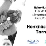 Käsiä ristikkäin sekä perustiedot tapahtumasta. Lisäksi Paimion ja Turun työllisyysalueen logot.
