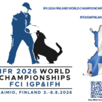 Piirroskuvina ihminen ja koira sekä Suomen kartta, jossa Suomen lippu. Tekstinä kilpailunm perustiedot englanniksi.