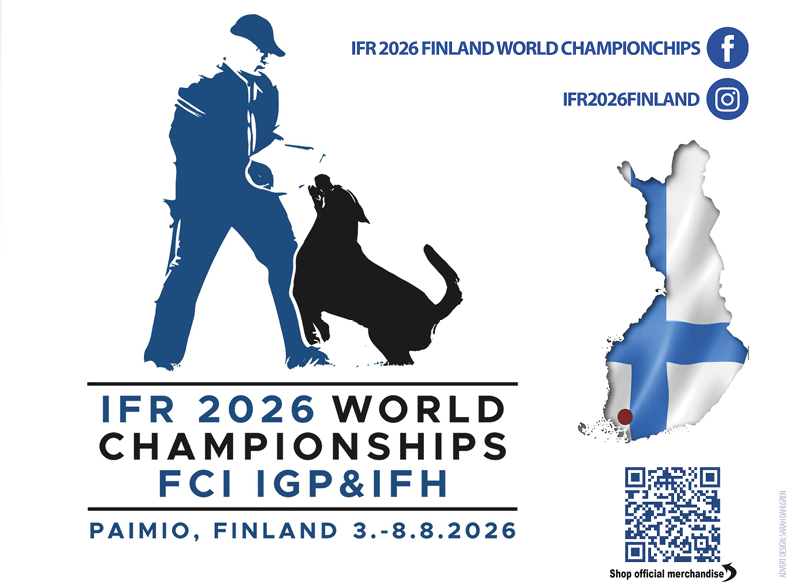 Piirroskuvina ihminen ja koira sekä Suomen kartta, jossa Suomen lippu. Tekstinä kilpailunm perustiedot englanniksi.