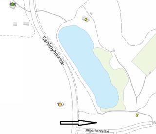 Karttaote maauimala Ankkalammen alueesta. Karttaan merkitty nuolella parkkia-lue, joka on käytettävissä silloinkin, kun toinen parkkialue on suljettuna.