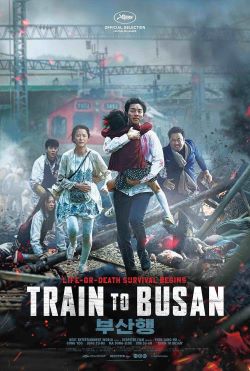 Train to Busan -elokuvan kansikuva. Ihmisiä pakenemassa.