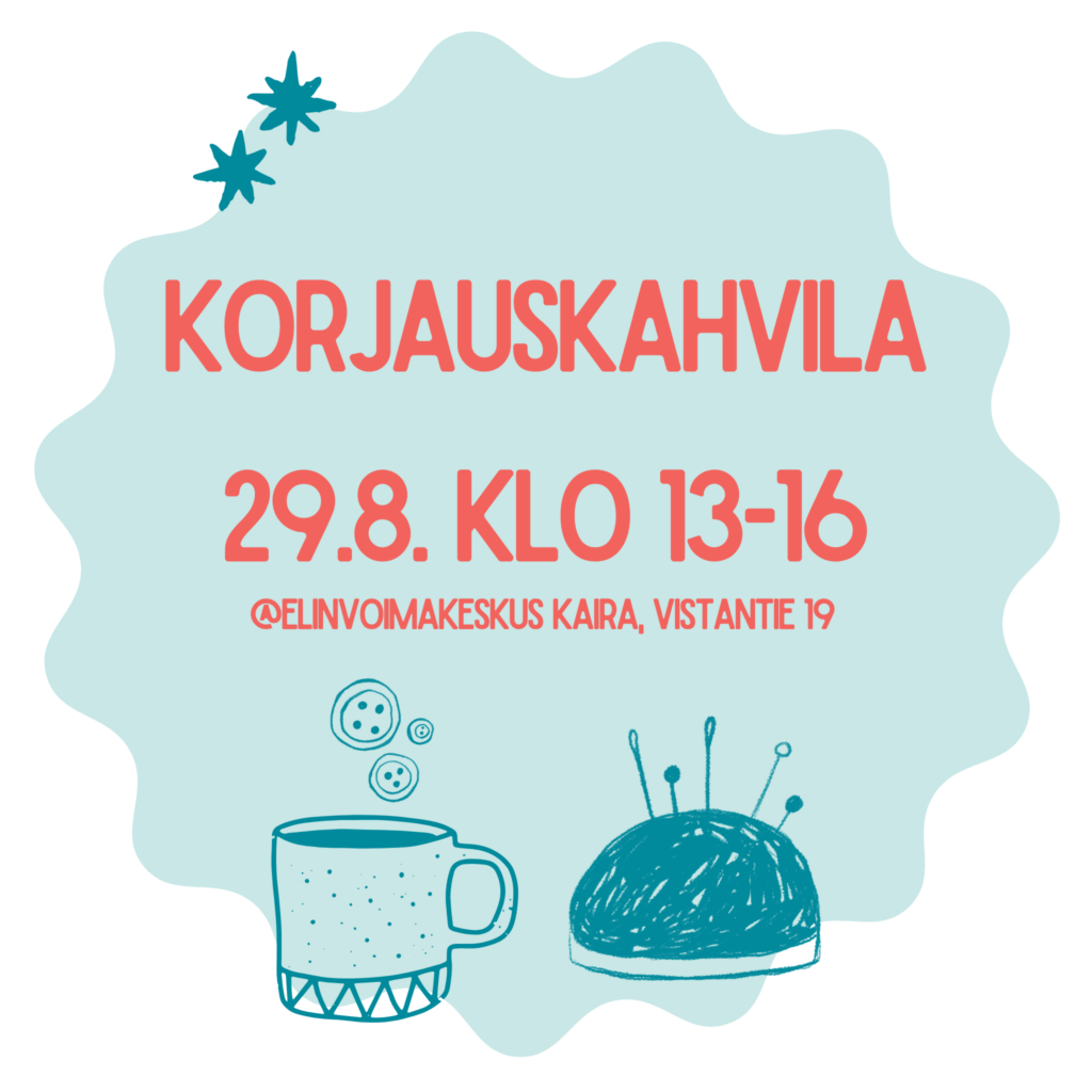 kuvassa näkyy korjauskahvila nimisen tapahtuman ajankohta ja tapahtumapaikka