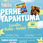 Pomefest-perhetapahtuma. Lavalla Rokki-Kokki. Ohjelmaa lapsille ja lapsenmielisille.