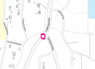 Karttaan merkitty punaisella ympärällä rakennettavan suojatiesaarekkeen paikka.