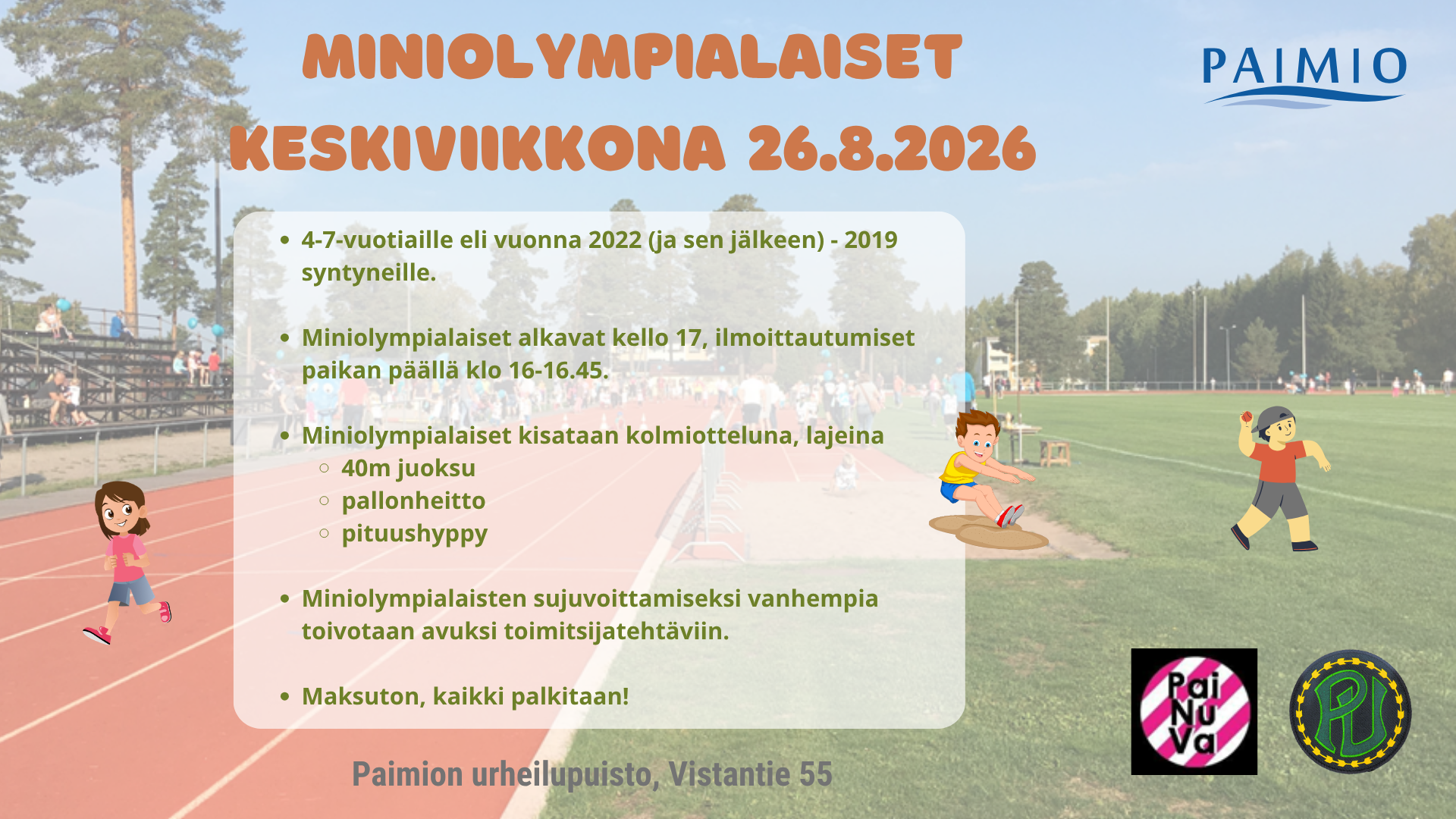 Miniolympialaiset urheilupuistossa 2026