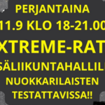Tekstivaltainen kuva Extreme-rata -tapahtumasta 11.9.2026 sisäliikuntahallilla.