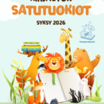 Kirjaston satutuokiot syksy 2026. Piirrettyjä eläimiä.