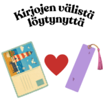 Kirjojen välistä löytynyttä. Kortti, sydän ja kirjanmerkki.
