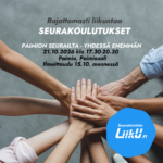 Paljon käsiä yhteen koottuna. Lisäksi teksti Rajattomasti liikuntaa seurakoulutukset, Paimion seurailta 21.10.2026 klo 17.30 - 20.30 Paimiosali.