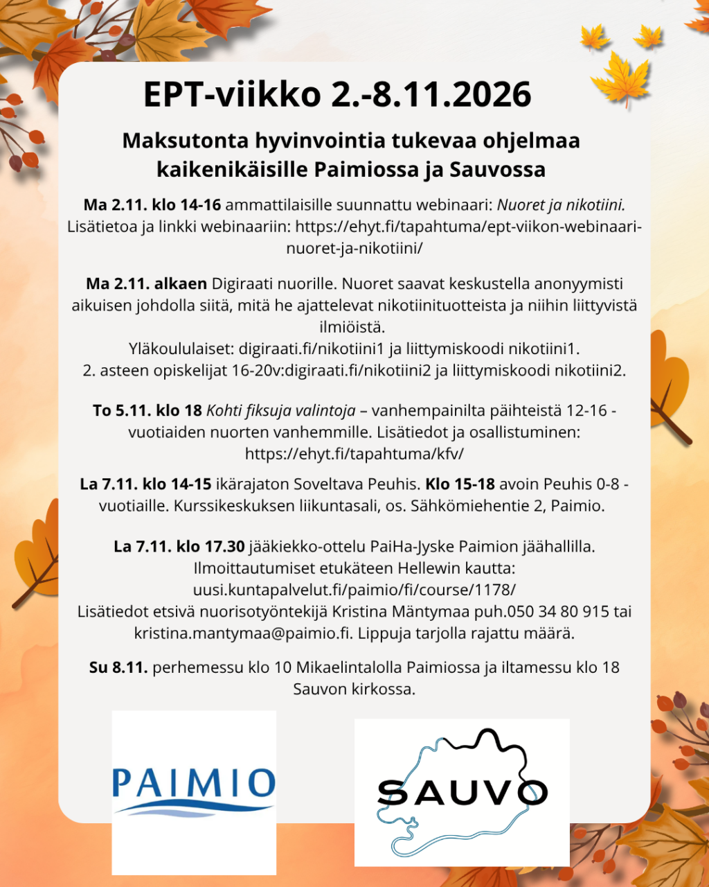 Ehkäisevän päihdetyöviikon ohjelma